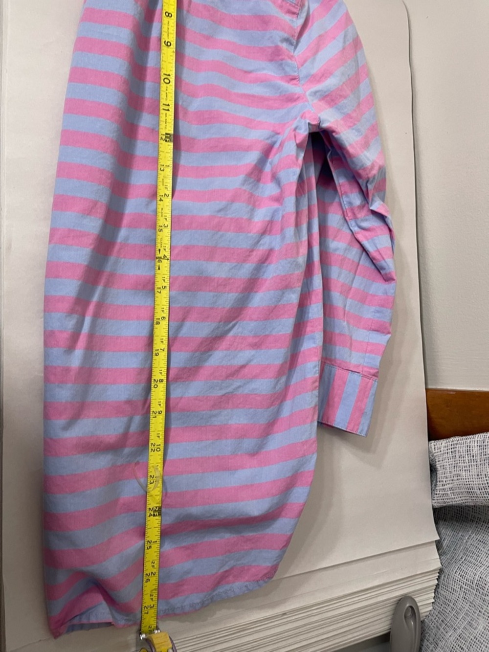 Vineyard Vines Pink Striped Cotton Poplin Pullover Shirt 3/4 Sleeves Sz 2 - Picture 7 of 8